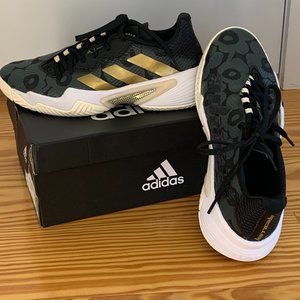 Adidas Women's Marimekko Barricade Tennis Shoes ~ Black and Gold Metallic